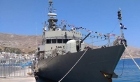 Το πλοίο "ΜΑΧΗΤΗΣ" του Πολεμικού Ναυτικού στη Κάλυμνο μετά την ολοκλήρωση της  άσκησης "Καταιγίδα" (12.06.2018)